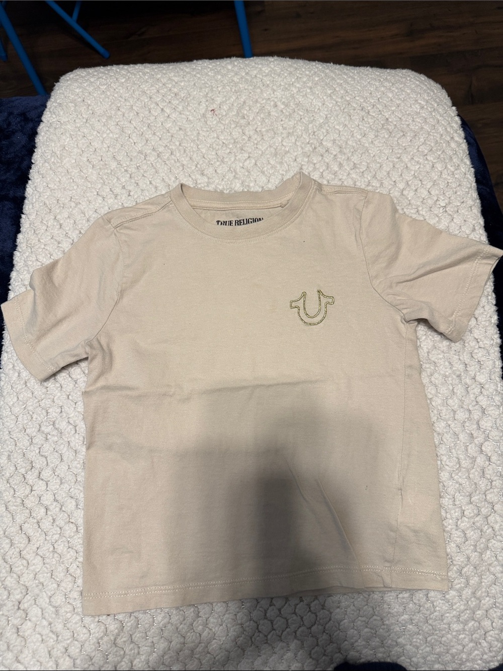 True Religion Kids Cream Logo Short Sleeve Tee
